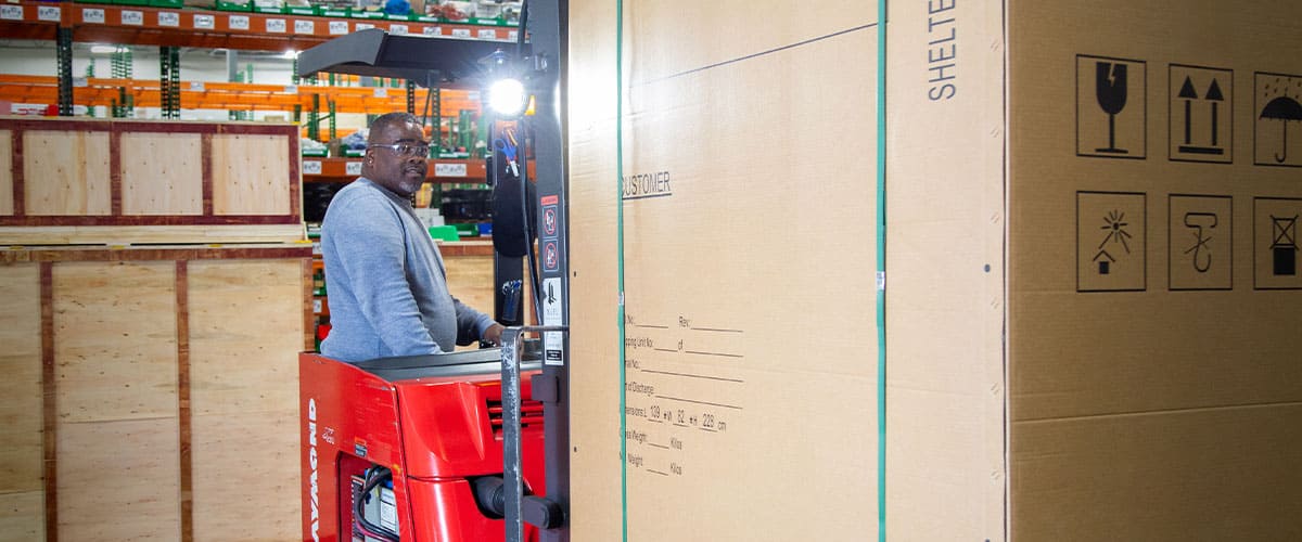 Employee on a forklift