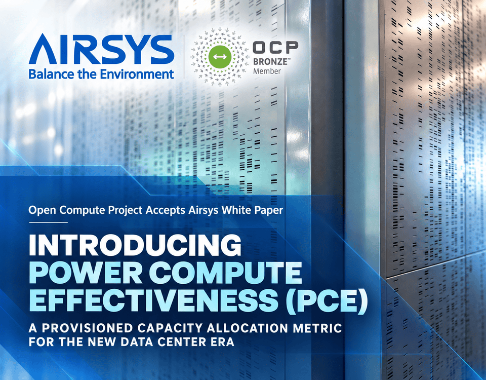 Airsys graphic explaining Open Compute Project accepts white paper on Power Compute Effectiveness (PCE)